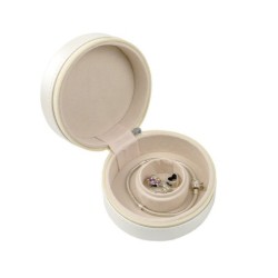 Travel Jewellery Box round White Plain | MyJewelBoxes