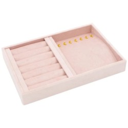 Bandeja de joalharia em veludo para anéis, brincos e colares 242x162x35 mm · Rosa