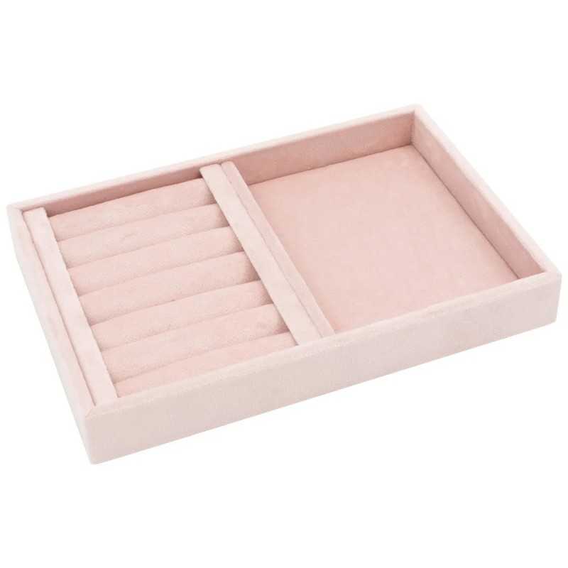 Vassoio portagioie in velour per anelli e uso universale 242x162x35 mm · Rosa