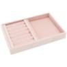 Bandeja de joalharia em veludo para anéis e uso universal 242x162x35 mm · Rosa