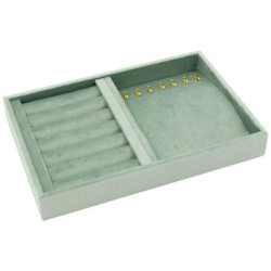 Velour Jewellery Tray for rings, earrings and necklaces 242x162x35 mm · Aquamarine