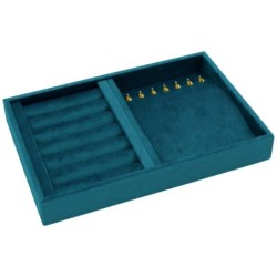 Plateau à bijoux en velours pour bagues, boucles d'oreilles et colliers 242x162x35 mm · Bleu nuit