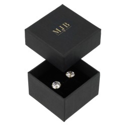 Caja Washington para Joyería anillos y sortijas 51x51x33 mm · Negro · al por Mayor · PMWAS2-N, abierta con una joya