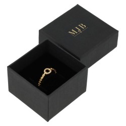 Caja Washington para Joyería anillos y sortijas 51x51x33 mm · Negro · al por Mayor · PMWAS2-N, abierta con una joya