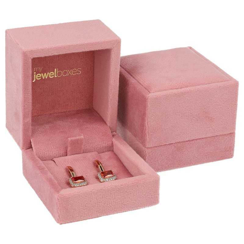 Estuche para pendientes terciopelo rosa 60x60x50 mm. VEL1P-R