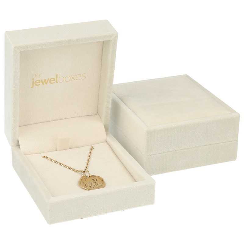 Estuche para colgante terciopelo beige 73x84x37 mm. VEL2C-BE