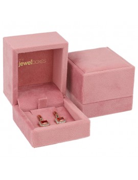 estuche pendientes terciopelo rosa joyeria 60x60x50mm doble