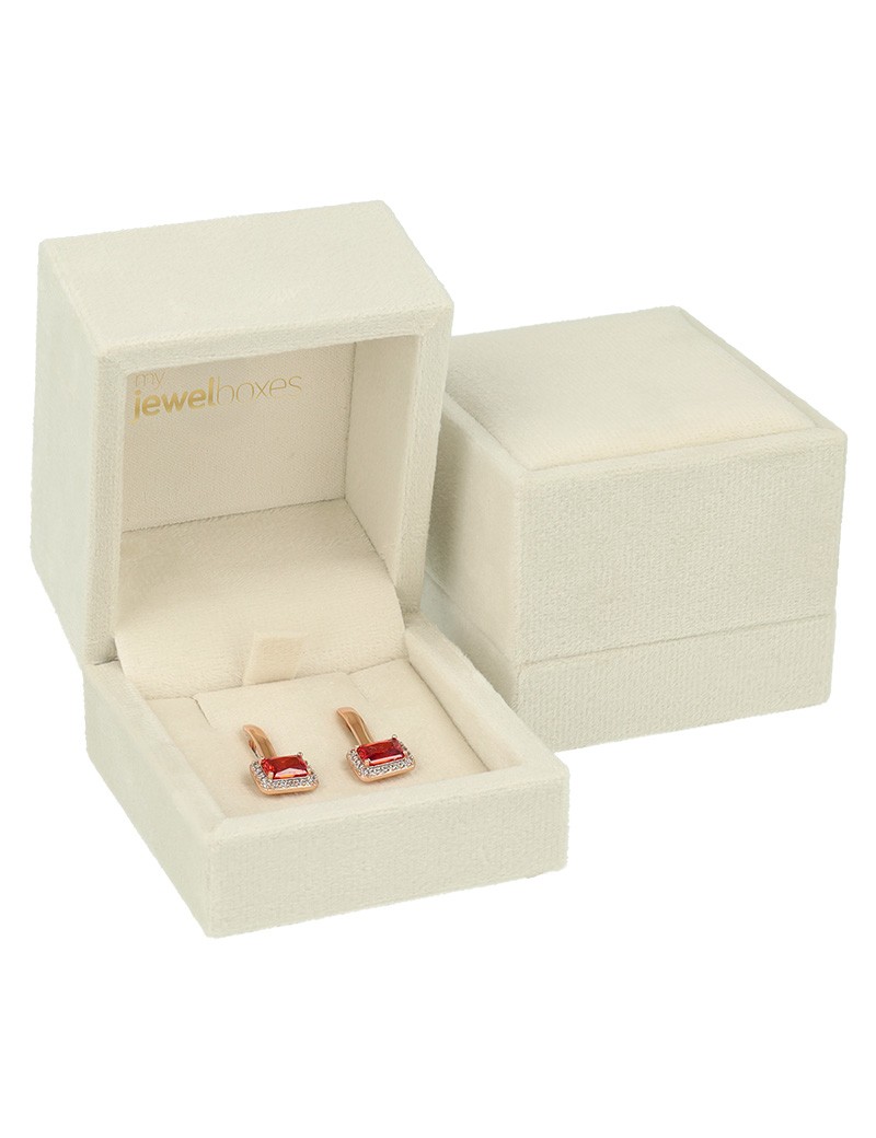 estuche pendientes terciopelo beige joyeria 60x60x50mm doble