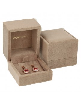 estuche pendientes terciopelo marron joyeria 60x60x50mm doble