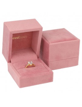 estuche anillo terciopelo rosa joyeria 60x60x50mm doble
