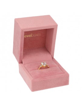 estuche anillo terciopelo rosa joyeria 60x60x50mm con joya