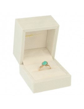 estuche anillo terciopelo beige joyeria 60x60x50mm con joya