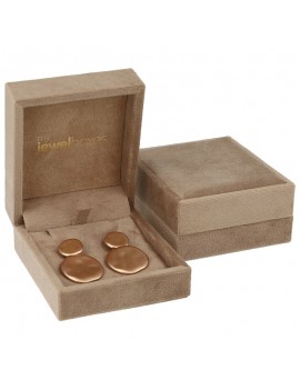 estuche pendientes terciopelo marron joyeria 73x84x37mm doble VEL2P-M