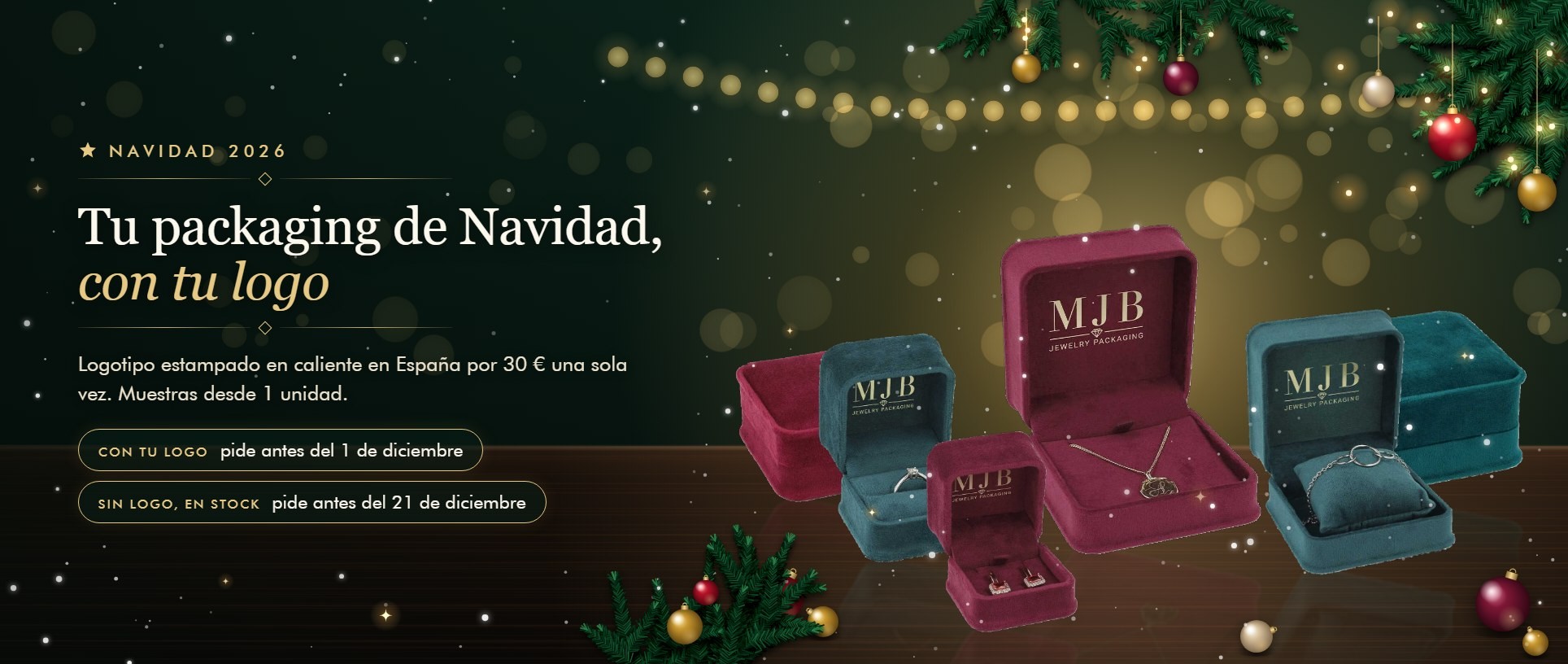 Packaging de Navidad para joyerías con tu logo: cajas y estuches MyJewelBoxes